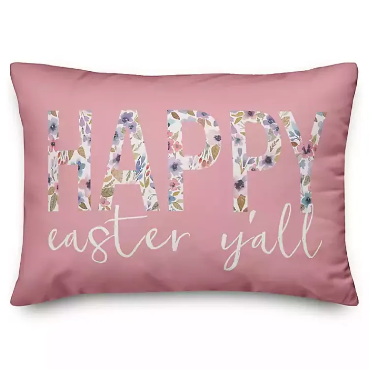Easter Decorations>Kirklands Home Pink Happy Easter Y'all Pillow