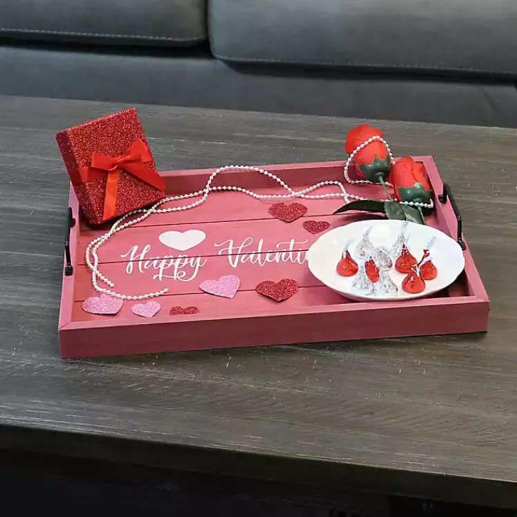 Valentines Day Decorations>Kirklands Home Pink Happy Valentine's Day Wood Tray