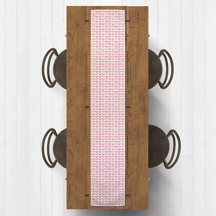 Valentines Day Decorations>Kirklands Home Pink Hearts Cotton Twill Valentine's Runner