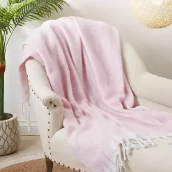 Blankets & Throws>Kirklands Home Herringbone Faux Mohair Throw Pink