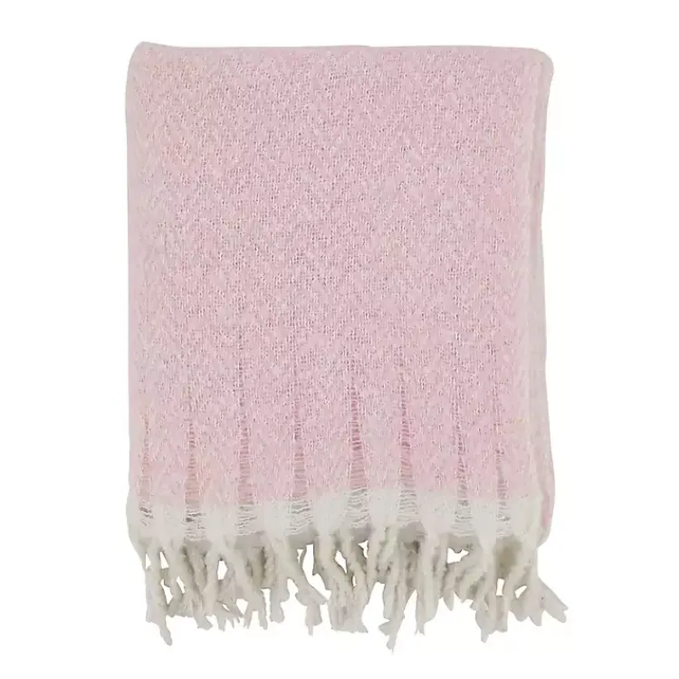 Blankets & Throws>Kirklands Home Herringbone Faux Mohair Throw Pink