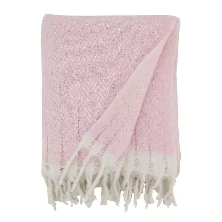 Blankets & Throws>Kirklands Home Herringbone Faux Mohair Throw Pink