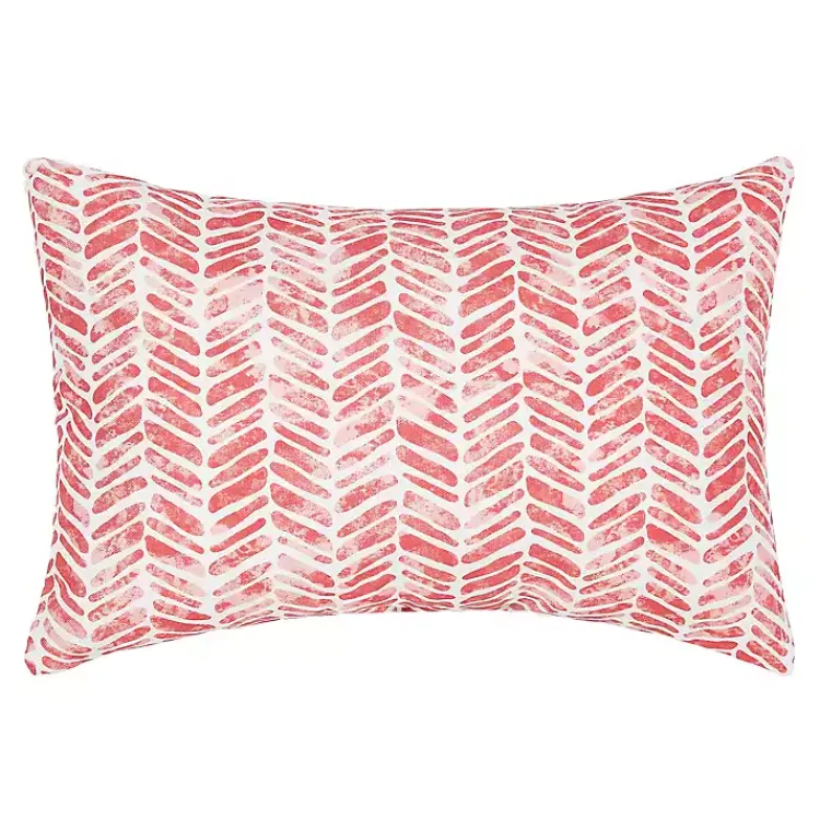 Kirklands Home Herringbone Indoor/Outdoor Lumbar Pillow Pink Outlet