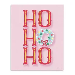 Christmas Art & Wall Decor>Kirklands Home Pink Ho Ho Ho Wreath Canvas Print