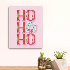 Christmas Art & Wall Decor>Kirklands Home Pink Ho Ho Ho Wreath Canvas Print