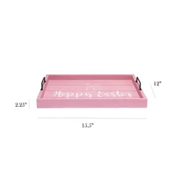 Easter Decorations>Kirklands Home Hoppy Easter Wood Tray Pink