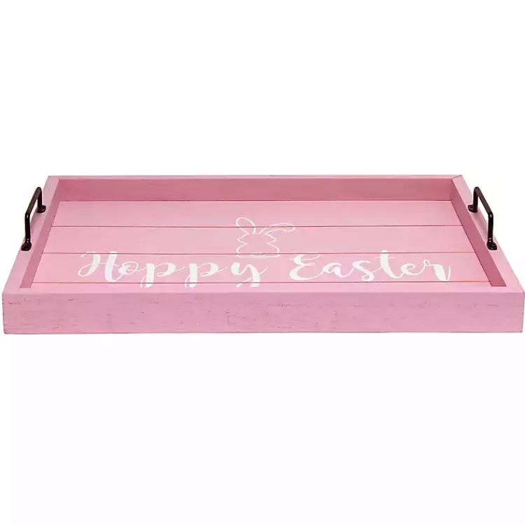Easter Decorations>Kirklands Home Hoppy Easter Wood Tray Pink