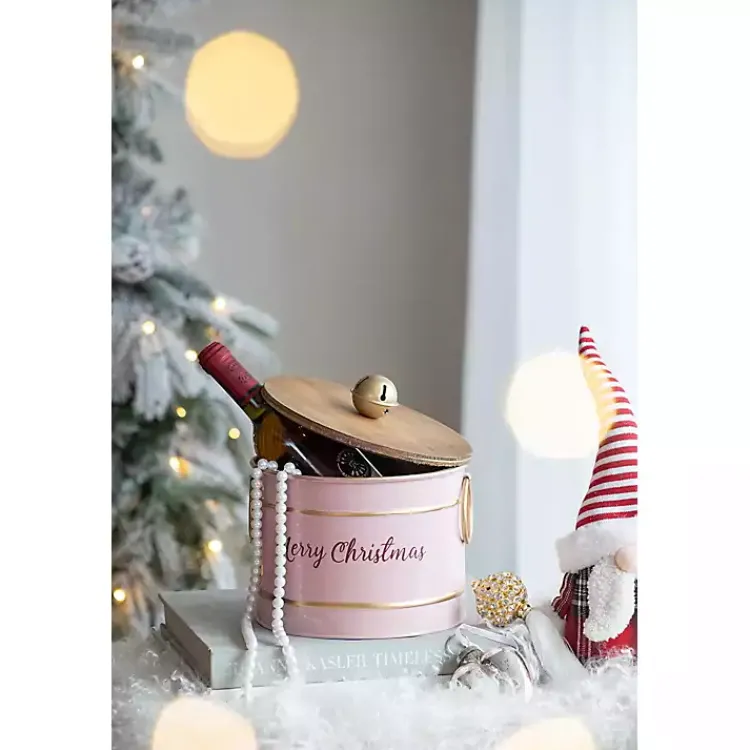 Christmas Decorations>Kirklands Home Iron Merry Christmas Lidded Baskets, Set of 2 Pink