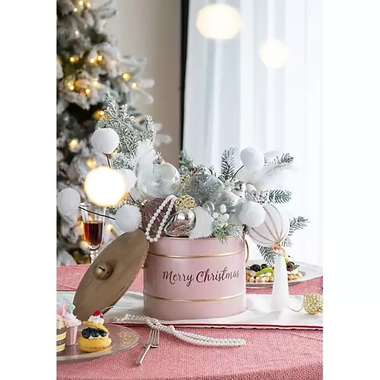 Christmas Decorations>Kirklands Home Iron Merry Christmas Lidded Baskets, Set of 2 Pink