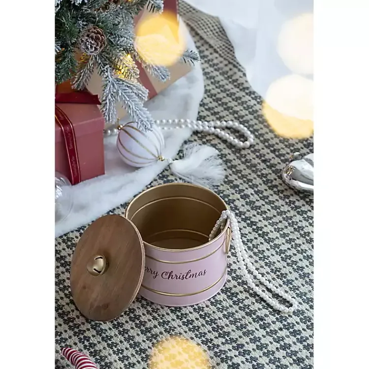 Christmas Decorations>Kirklands Home Iron Merry Christmas Lidded Baskets, Set of 2 Pink