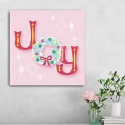 Christmas Art & Wall Decor>Kirklands Home Pink Joy Wreath Canvas Print