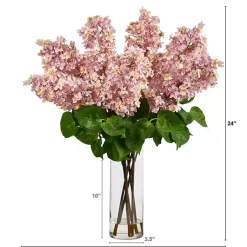 Arrangements & Greenery>Kirklands Home Lilac Arrangement in Glass Vase Pink