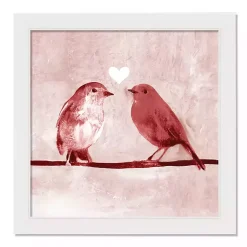 Valentines Day Decorations>Kirklands Home Pink Love Birds Framed Canvas Art Print