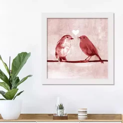Valentines Day Decorations>Kirklands Home Pink Love Birds Framed Canvas Art Print