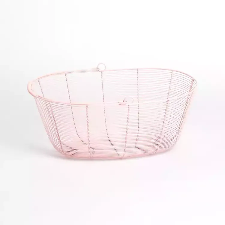 Baskets & Boxes>Kirklands Home Metal Wire Basket with Handle Pink