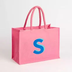 Monogram Seasonal Decor>Kirklands Home Monogram S Jute Tote Bag Pink