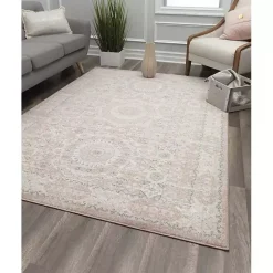 Kirklands Home Pink Peony Medallion Area Rug, 5x7 Online