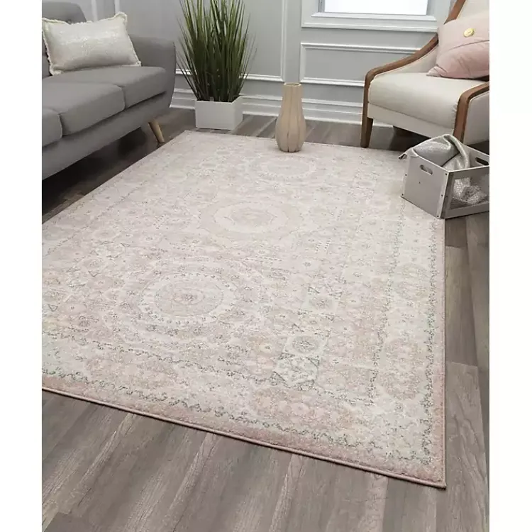 Kirklands Home Pink Peony Medallion Area Rug, 5x7 Online