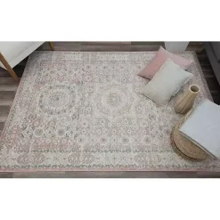 Kirklands Home Pink Peony Medallion Area Rug, 5x7 Online