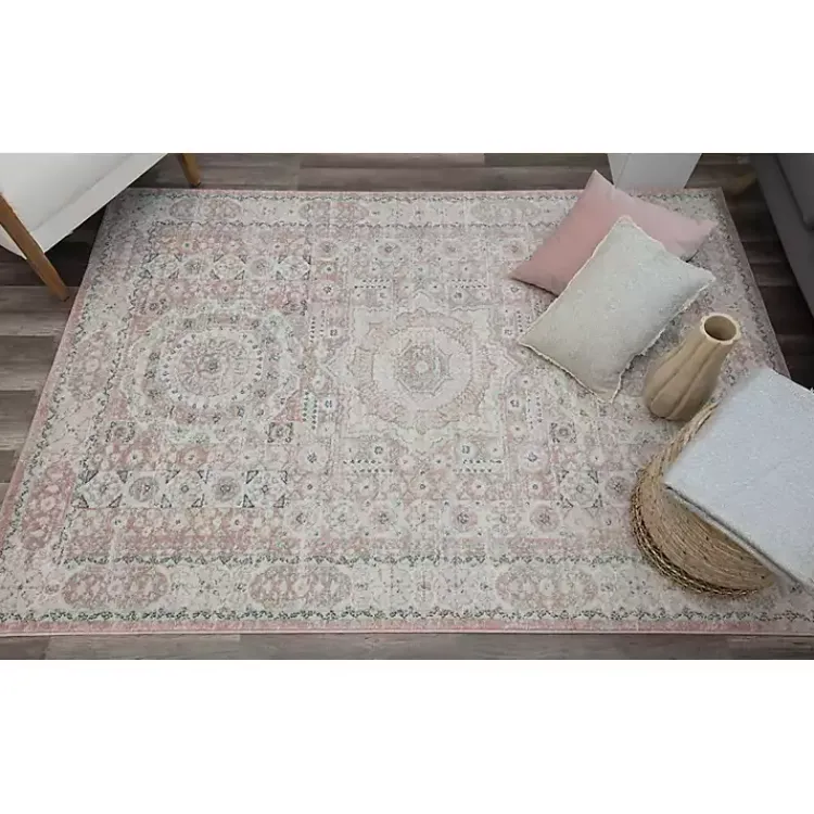 Kirklands Home Pink Peony Medallion Area Rug, 5x7 Online