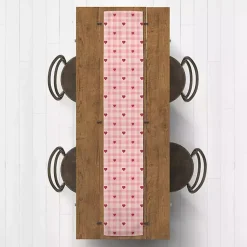 Kirklands Home Pink Plaid Hearts Table Runner, 72 in. Hot
