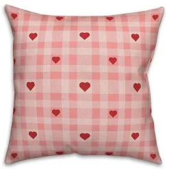 Valentines Day Decorations>Kirklands Home Plaid Hearts Throw Pillow Pink