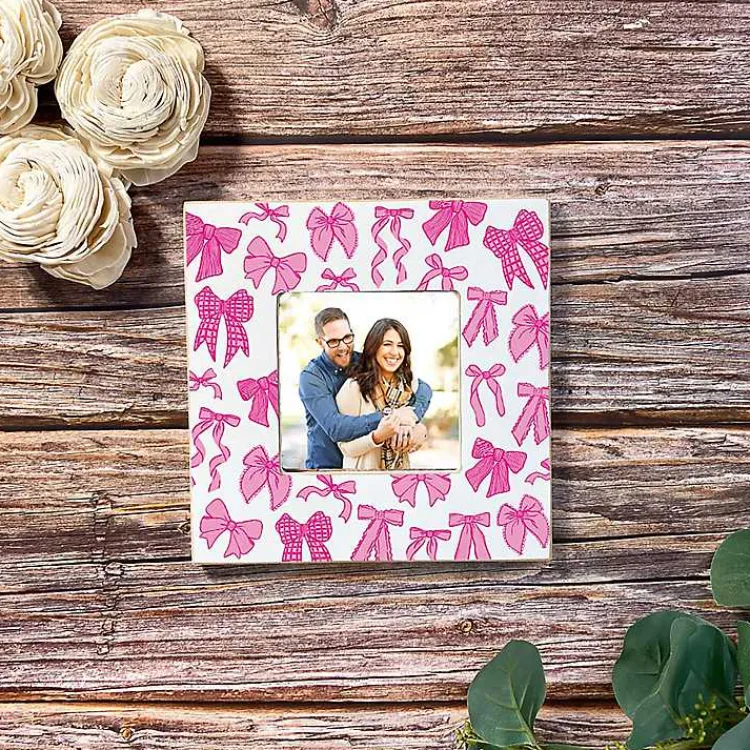 Picture Frames>Kirklands Home Pink Preppy Bows Picture Frame