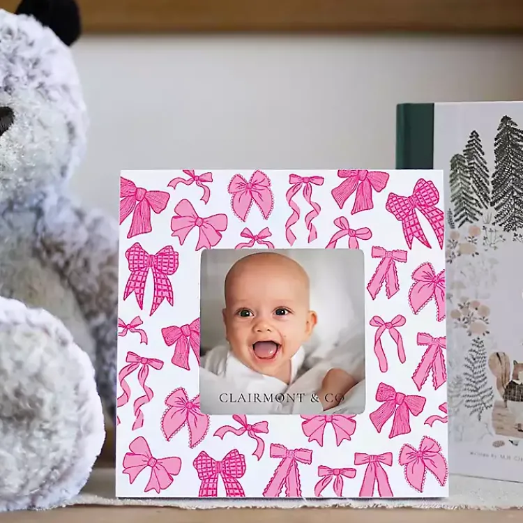Picture Frames>Kirklands Home Pink Preppy Bows Picture Frame