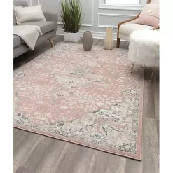 Kirklands Home Pink Rose Medallion Area Rug, 5x7