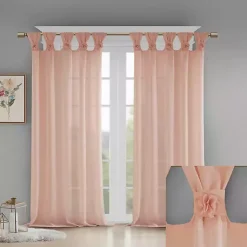 Kirklands Home Rosette Tab Top Curtain Panel, 63 in. Pink Outlet
