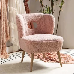 Kirklands Home Sherpa Barrel Accent Chair Pink Clearance