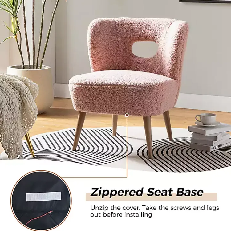 Kirklands Home Sherpa Barrel Accent Chair Pink Clearance