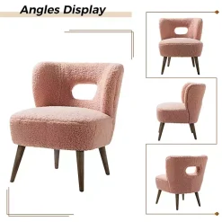 Kirklands Home Sherpa Barrel Accent Chair Pink Clearance