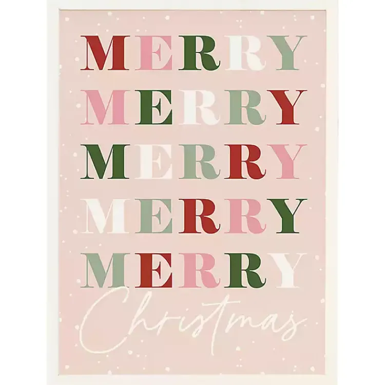 Christmas Art & Wall Decor>Kirklands Home Snowy Merry Christmas Framed Wall Plaque Pink