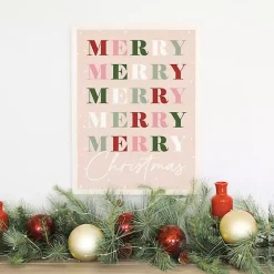 Christmas Art & Wall Decor>Kirklands Home Snowy Merry Christmas Framed Wall Plaque Pink