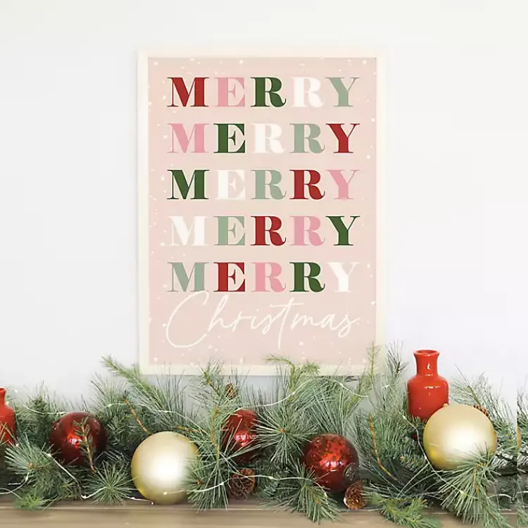 Christmas Art & Wall Decor>Kirklands Home Snowy Merry Christmas Framed Wall Plaque Pink