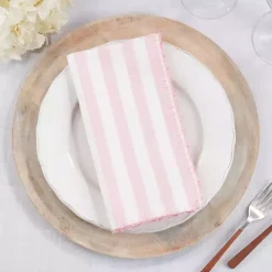 Kirklands Home Pink Striped Whipstich Napkins, Set of 4 Outlet