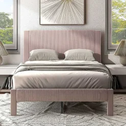 Kirklands Home Upholstered Dalia Queen Platform Bed Pink Best