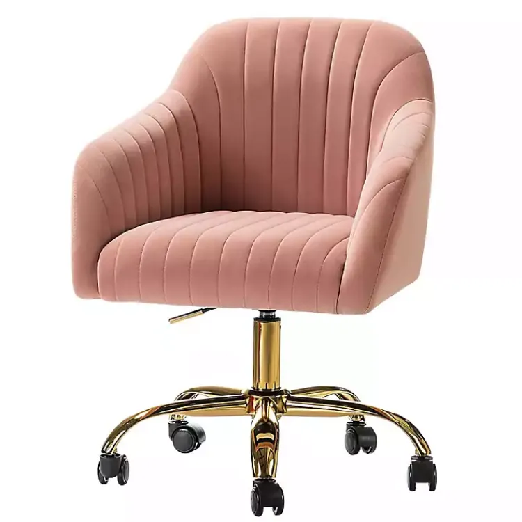 Kirklands Home Velvet Swivel Jacyln Office Chair Pink Clearance
