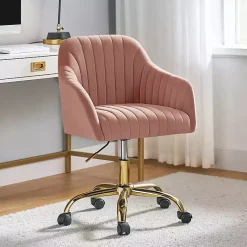 Kirklands Home Velvet Swivel Jacyln Office Chair Pink Clearance