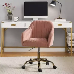 Kirklands Home Velvet Swivel Jacyln Office Chair Pink Clearance