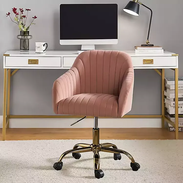 Kirklands Home Velvet Swivel Jacyln Office Chair Pink Clearance