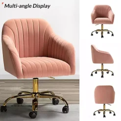 Kirklands Home Velvet Swivel Jacyln Office Chair Pink Clearance
