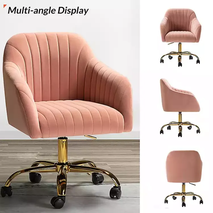 Kirklands Home Velvet Swivel Jacyln Office Chair Pink Clearance