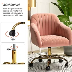 Kirklands Home Velvet Swivel Jacyln Office Chair Pink Clearance