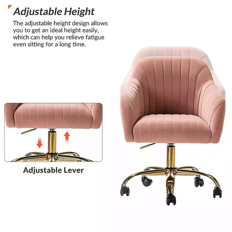 Kirklands Home Velvet Swivel Jacyln Office Chair Pink Clearance