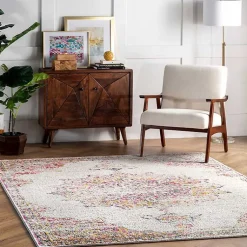 Kirklands Home Pink Vintage Medallion Area Rug, 10x14