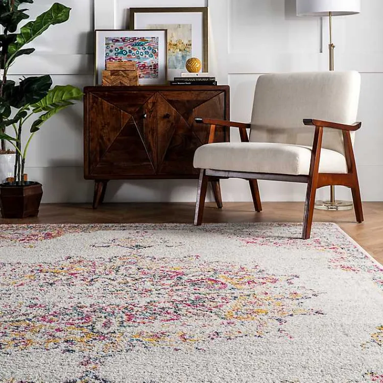 Kirklands Home Pink Vintage Medallion Area Rug, 8x12 Sale
