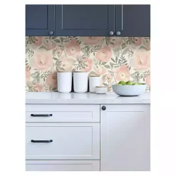 Kirklands Home Watercolor Roses Peel & Stick Wallpaper Pink Clearance
