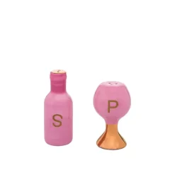 Kirklands Home Wine Glass Salt & Pepper Shaker Set Pink Outlet
